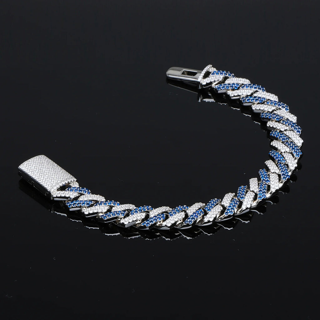 18mm Blue & White Cuban Bracelet