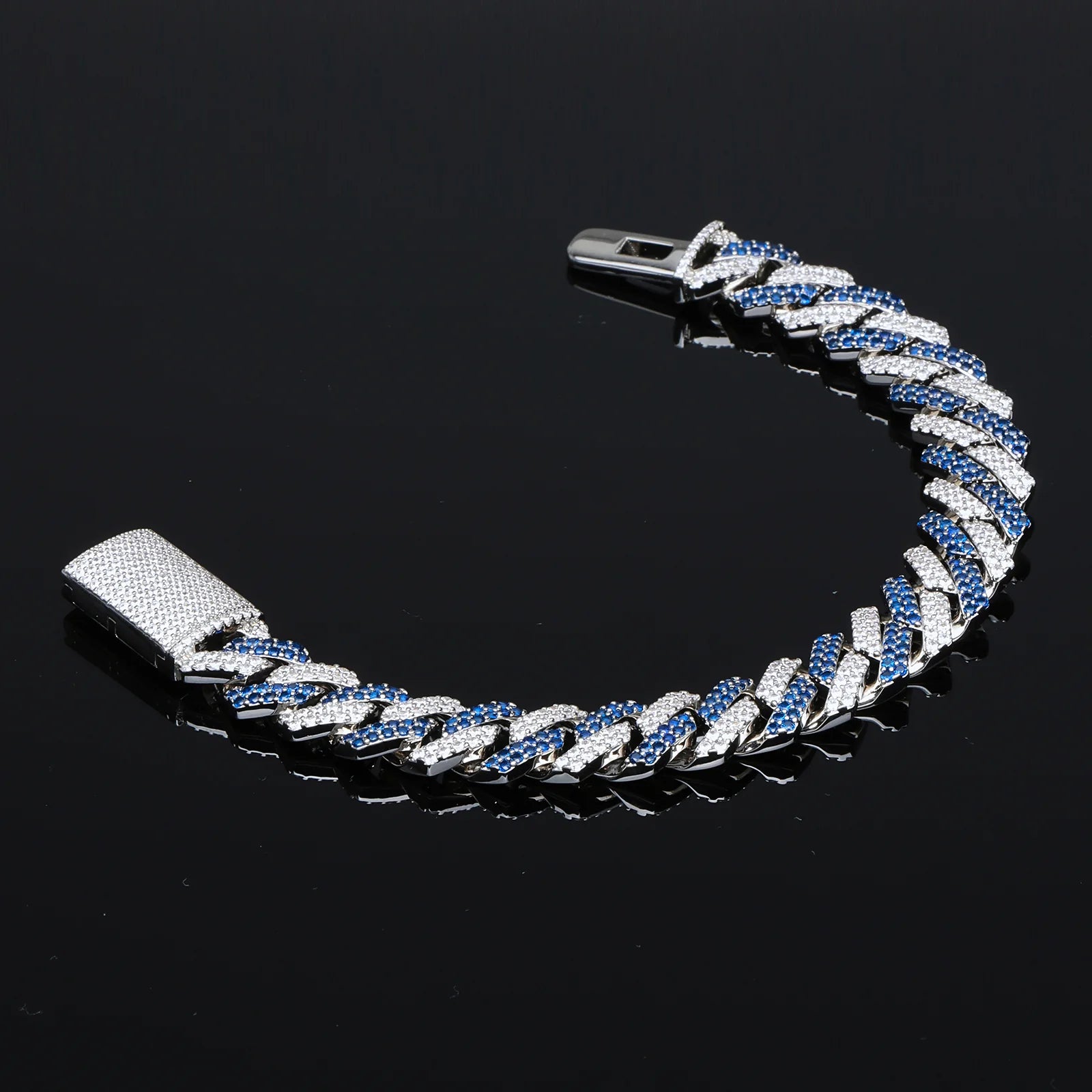 18mm Blue & White Cuban Bracelet