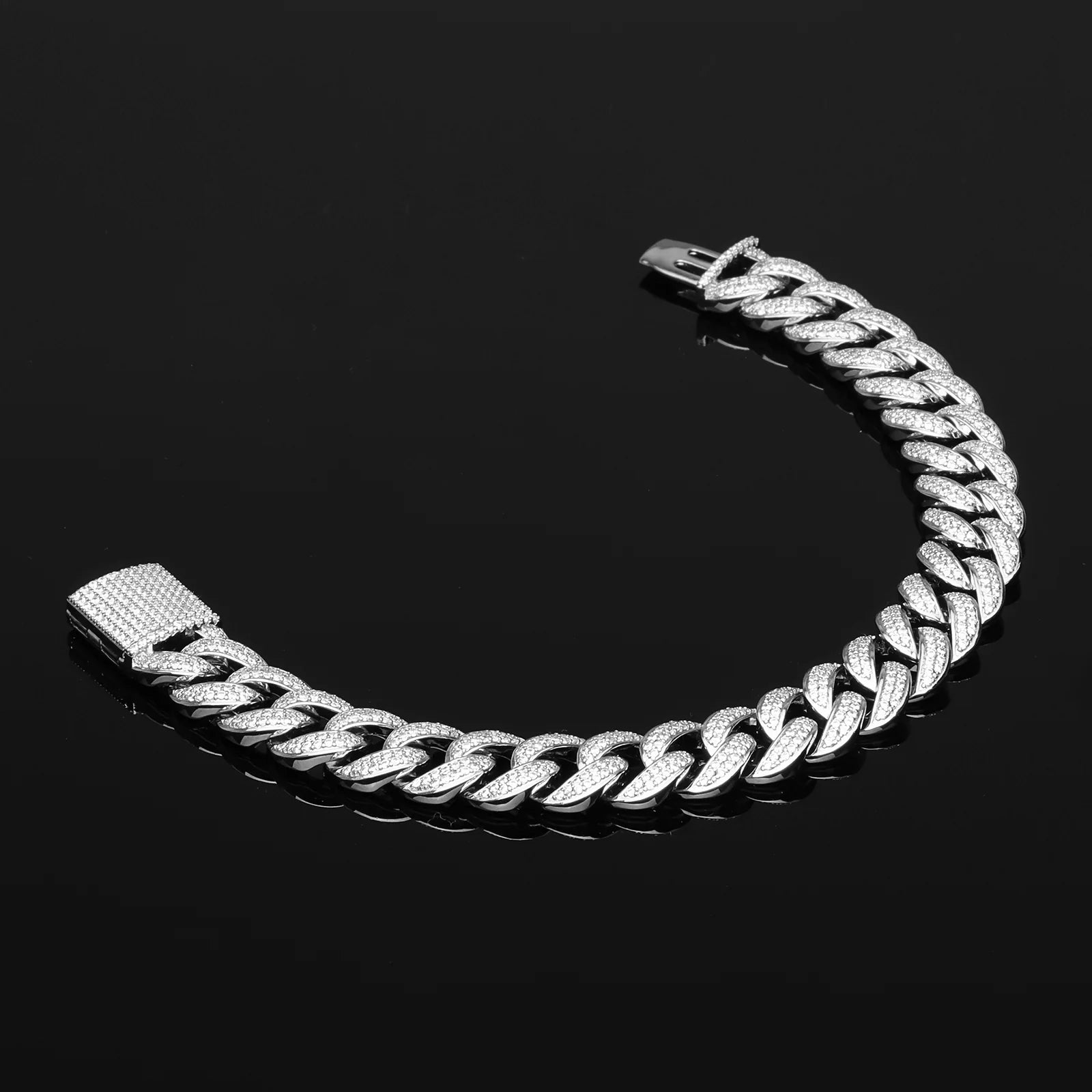 12mm Crescent Moon Cuban Bracelet