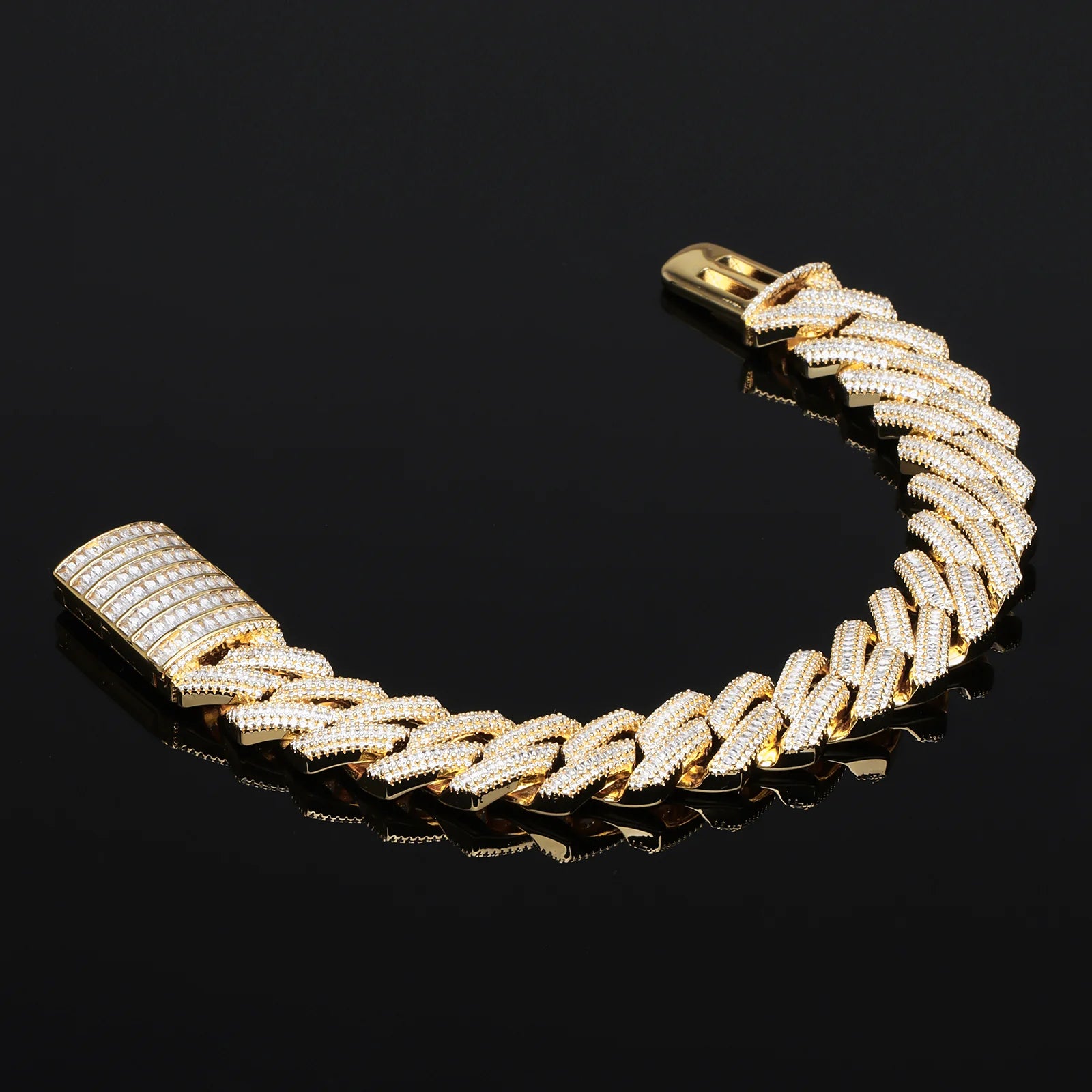 16mm Baguette Diamond Cuban Bracelet