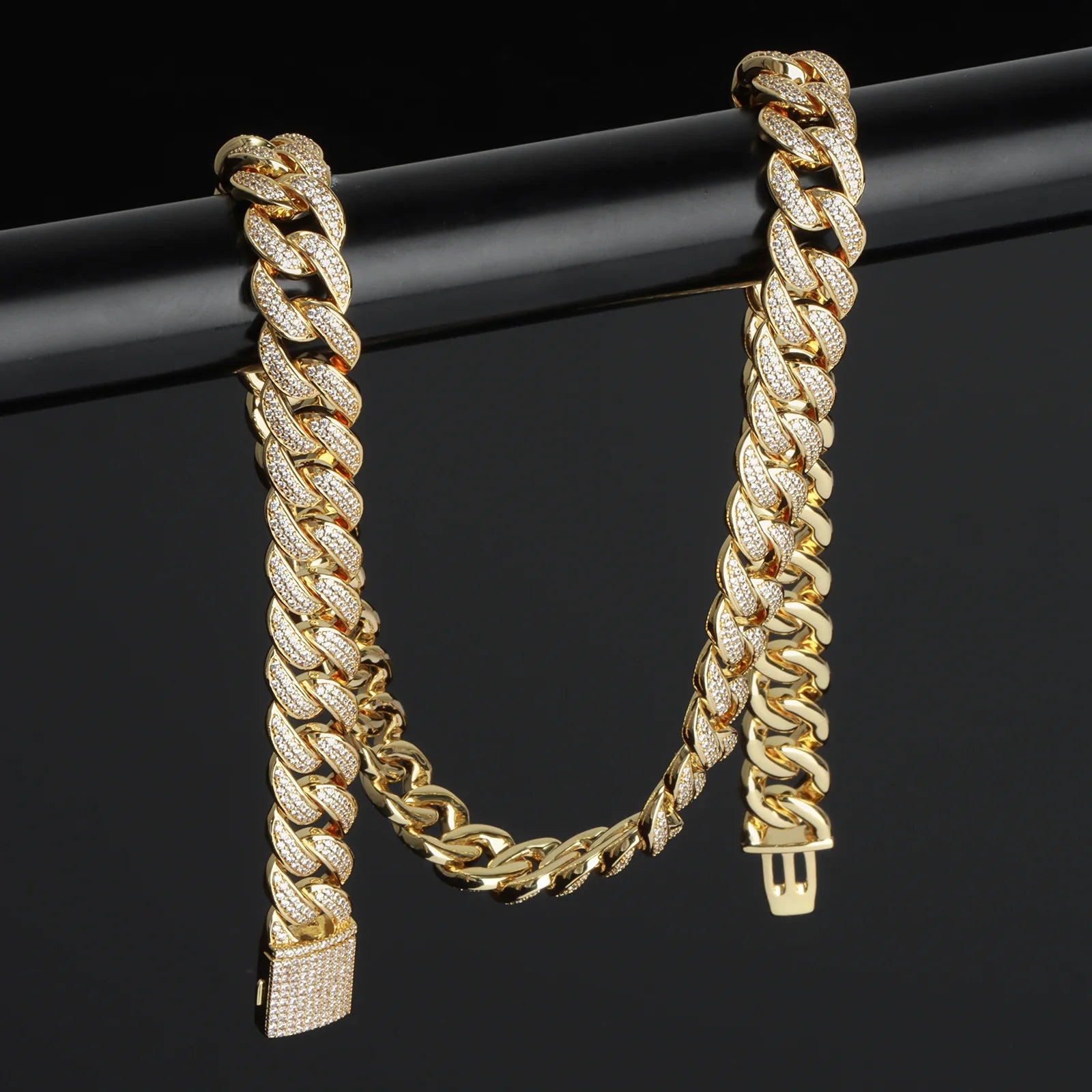 12mm Crescent Moon Cuban Chain