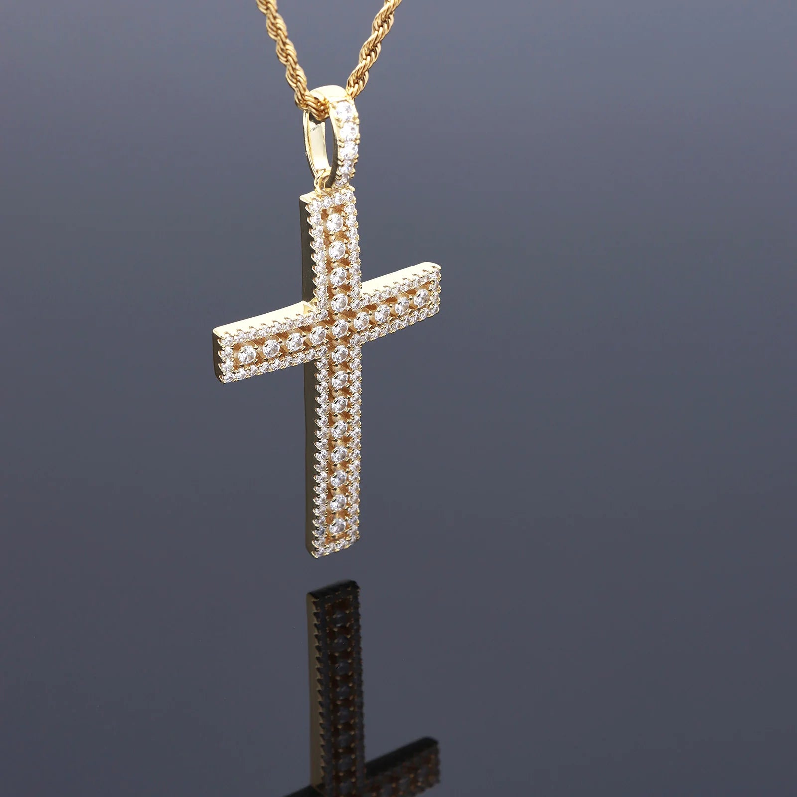 Golden Openwork Cross Pendant