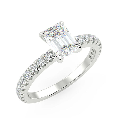 Ice Cube Emerald Cut Halo Lab Grown Diamond Ring