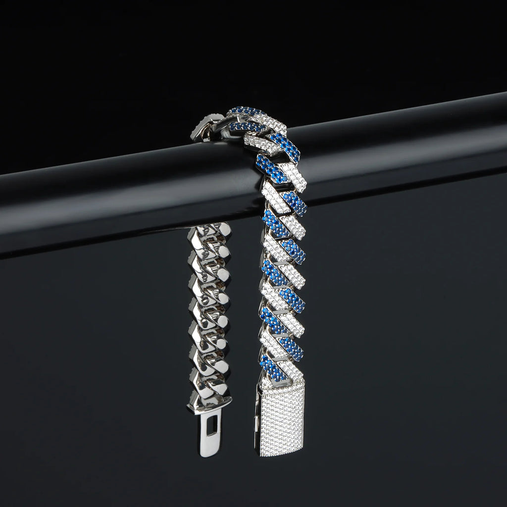 18mm Blue & White Cuban Bracelet