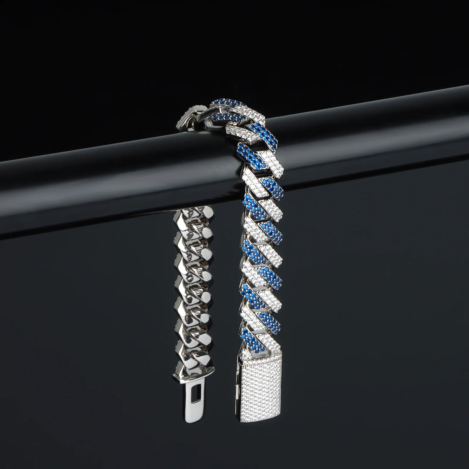 18mm Blue & White Cuban Bracelet