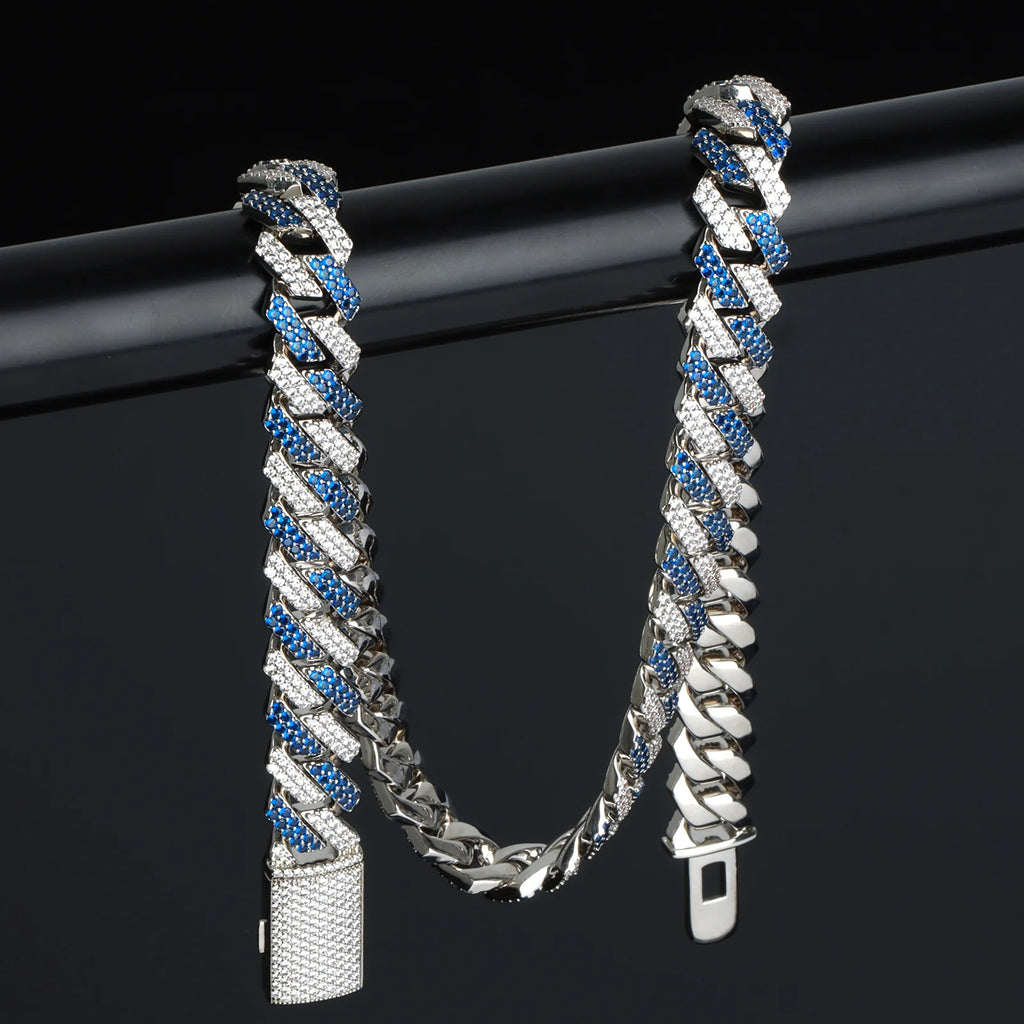 18mm Blue & White Cuban Chain