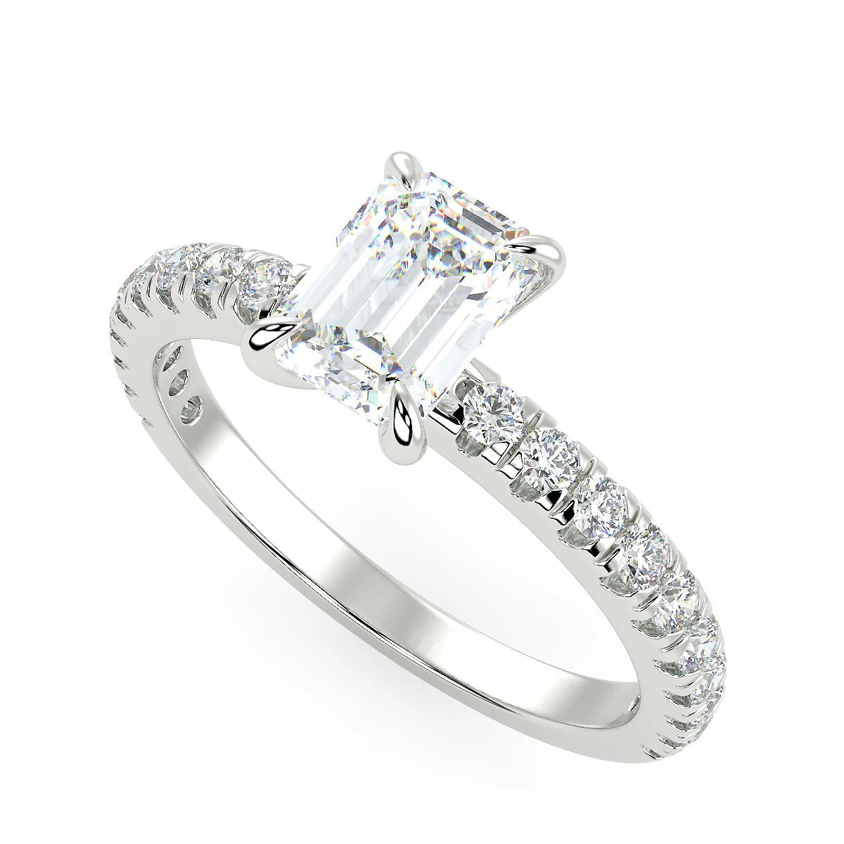 Ice Cube Emerald Cut Halo Lab Grown Diamond Ring
