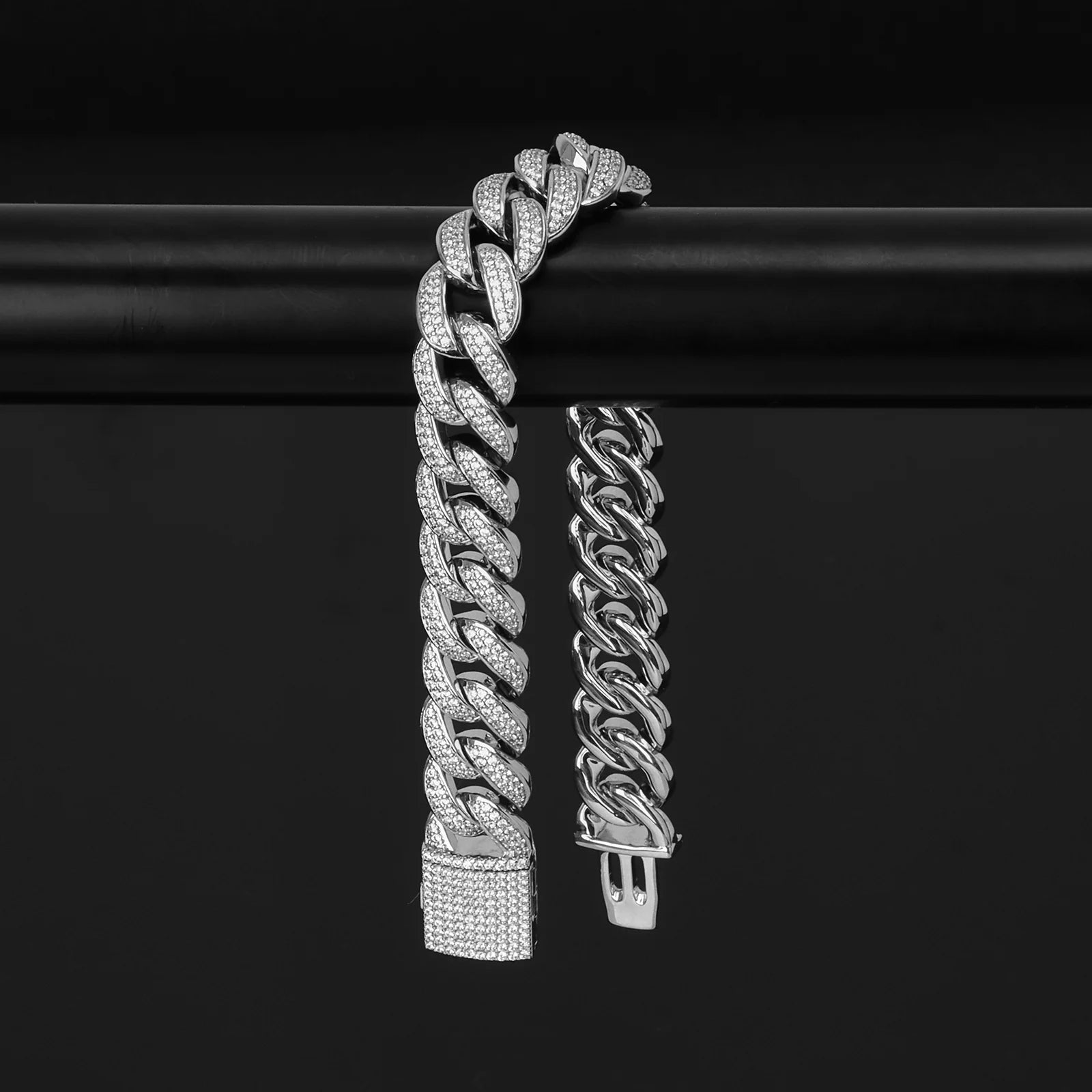 12mm Crescent Moon Cuban Bracelet