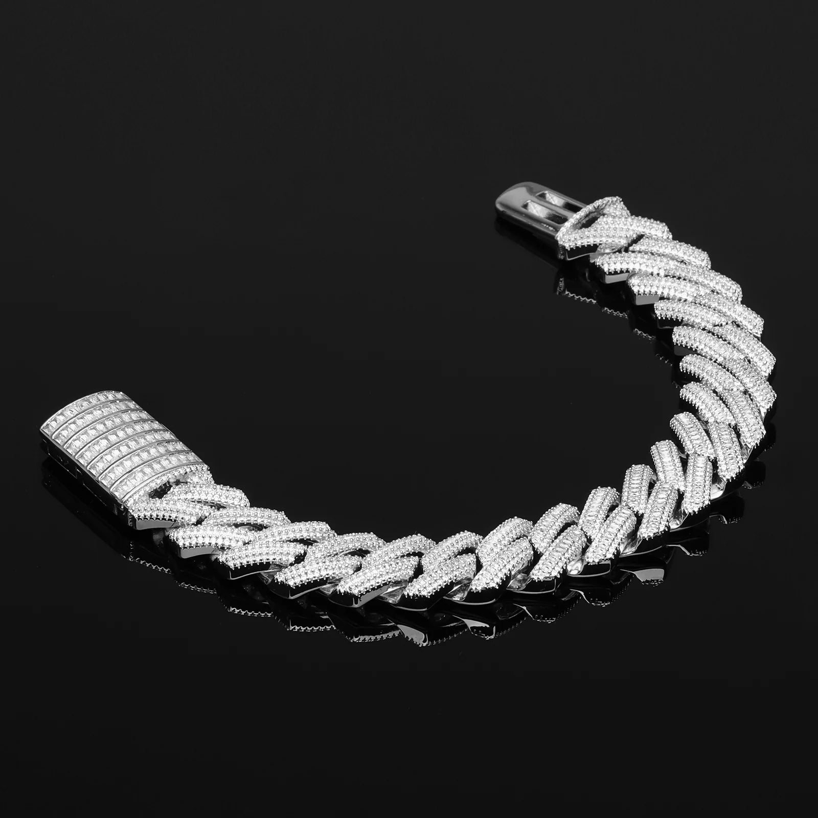 16mm Baguette Diamond Cuban Bracelet