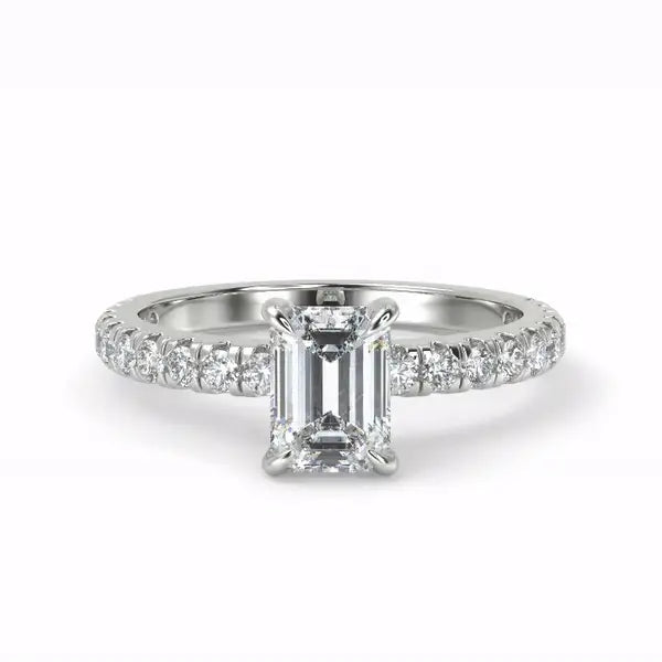 Ice Cube Emerald Cut Halo Lab Grown Diamond Ring