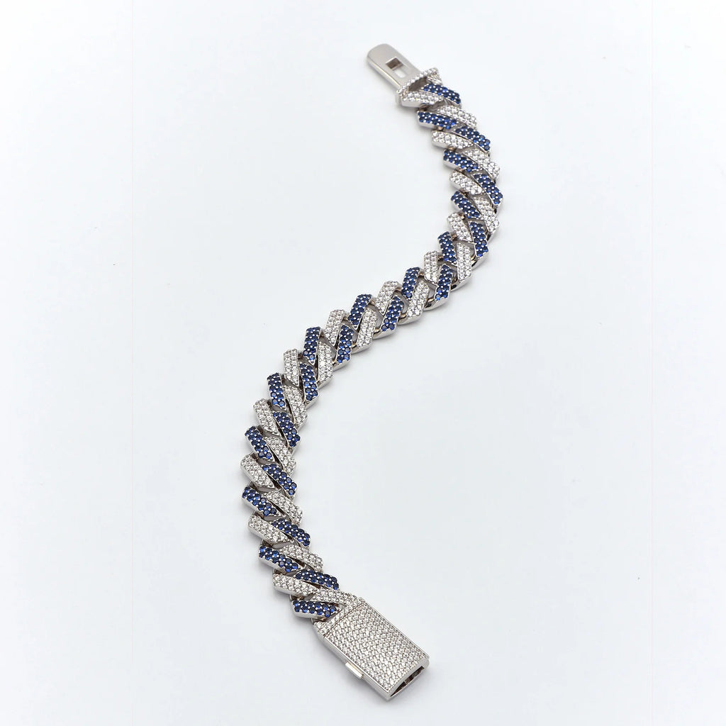 18mm Blue & White Cuban Bracelet