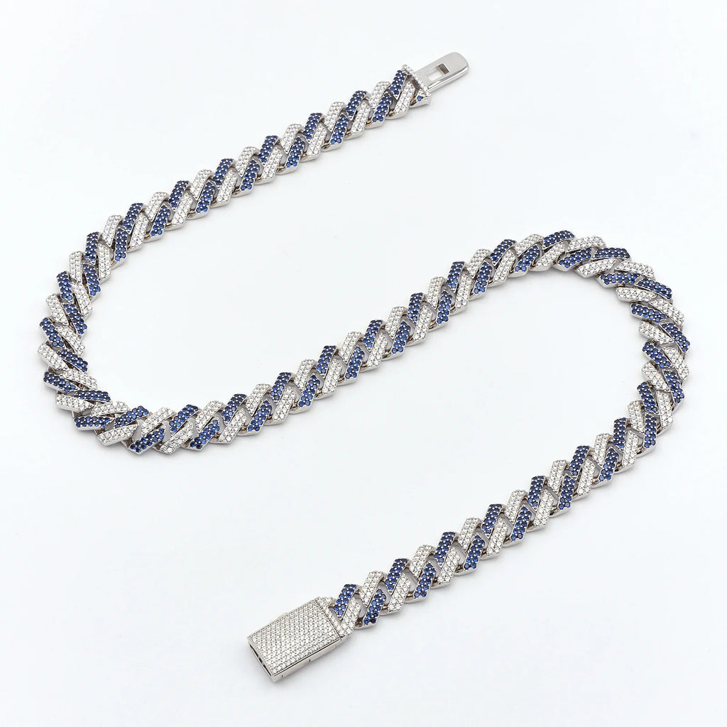 18mm Blue & White Cuban Chain