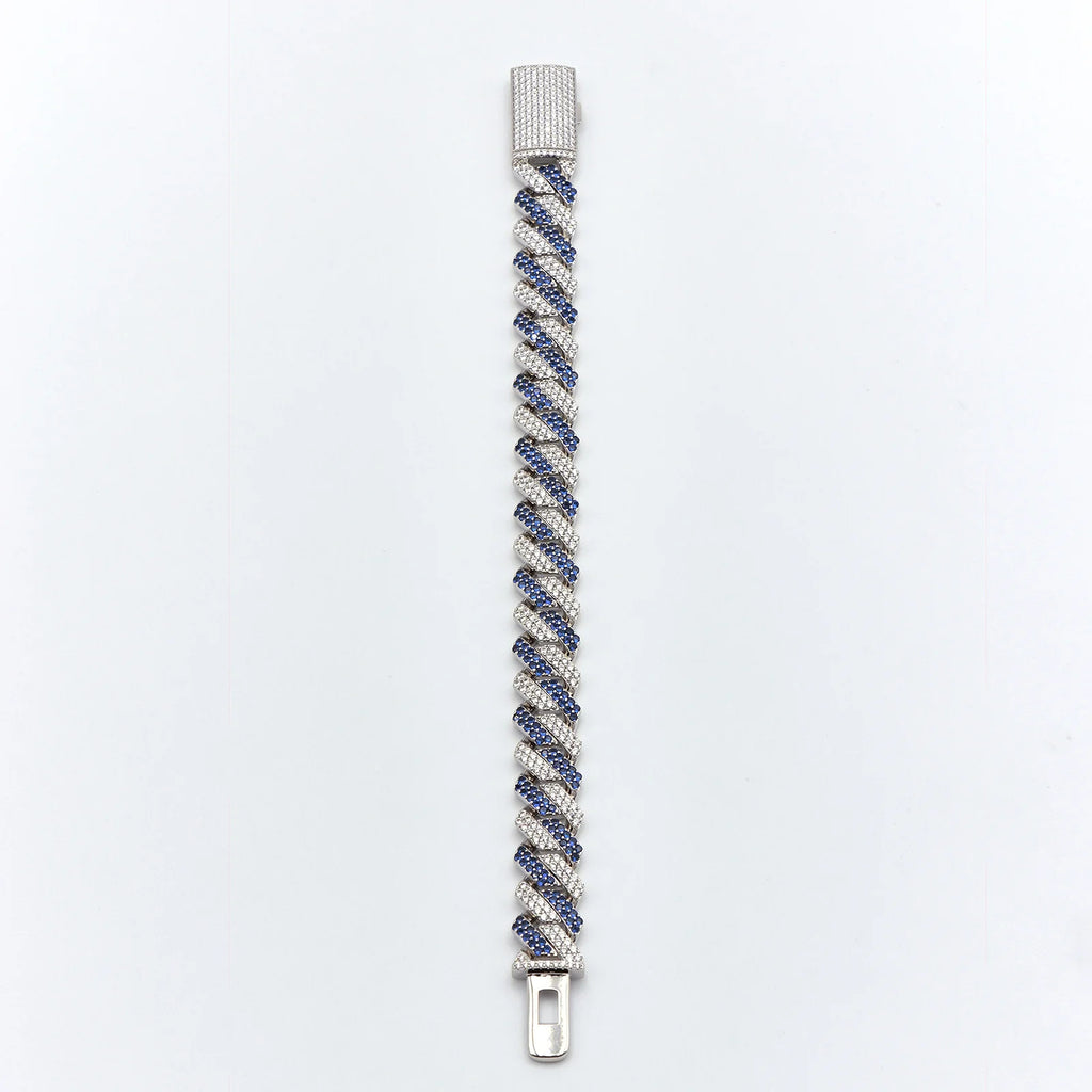 18mm Blue & White Cuban Bracelet