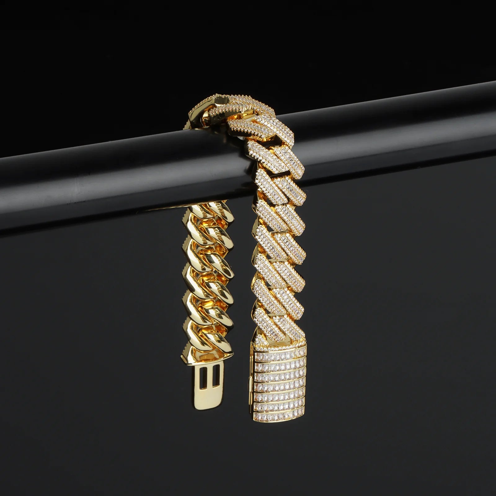 16mm Baguette Diamond Cuban Bracelet