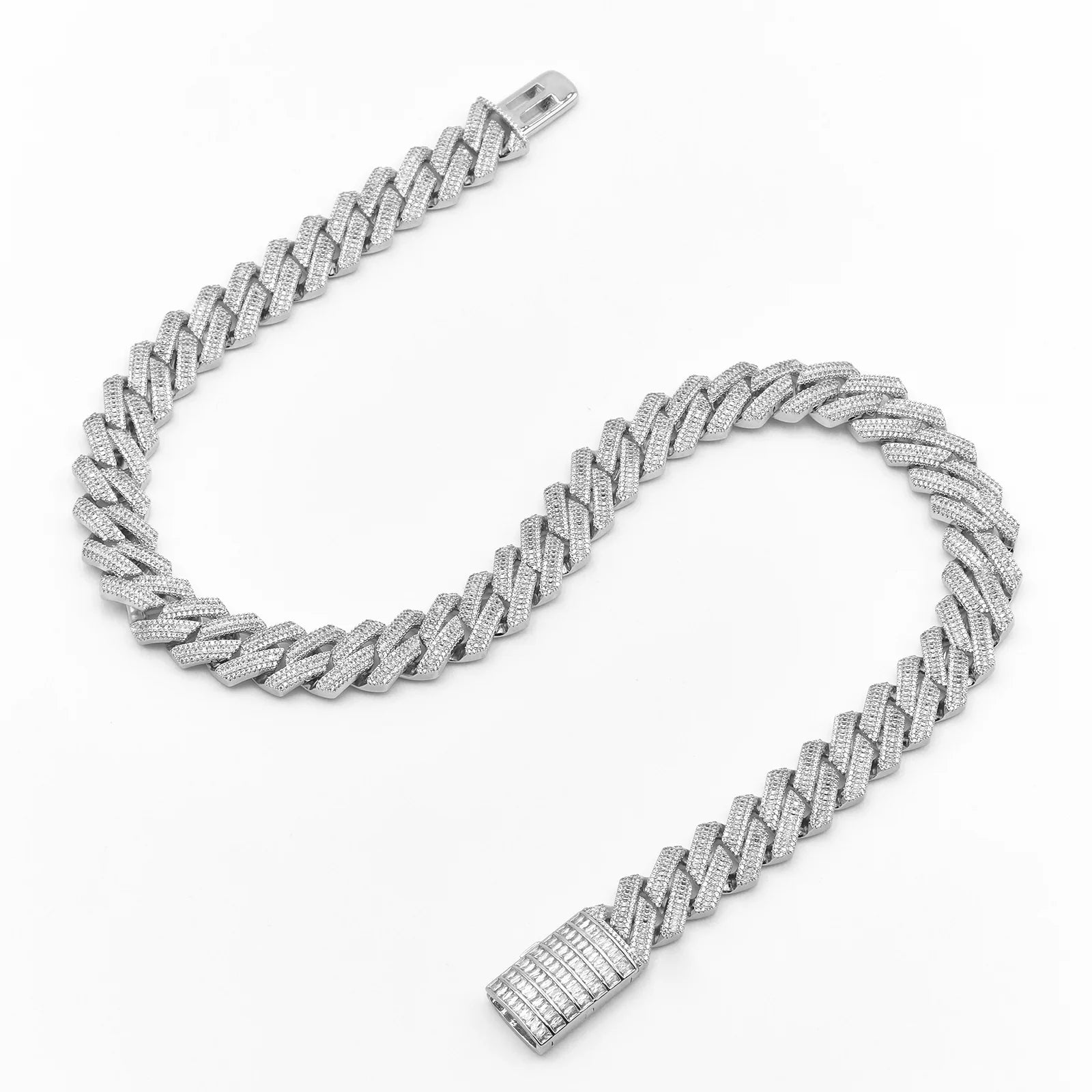 16mm Baguette Diamond Cuban Chain