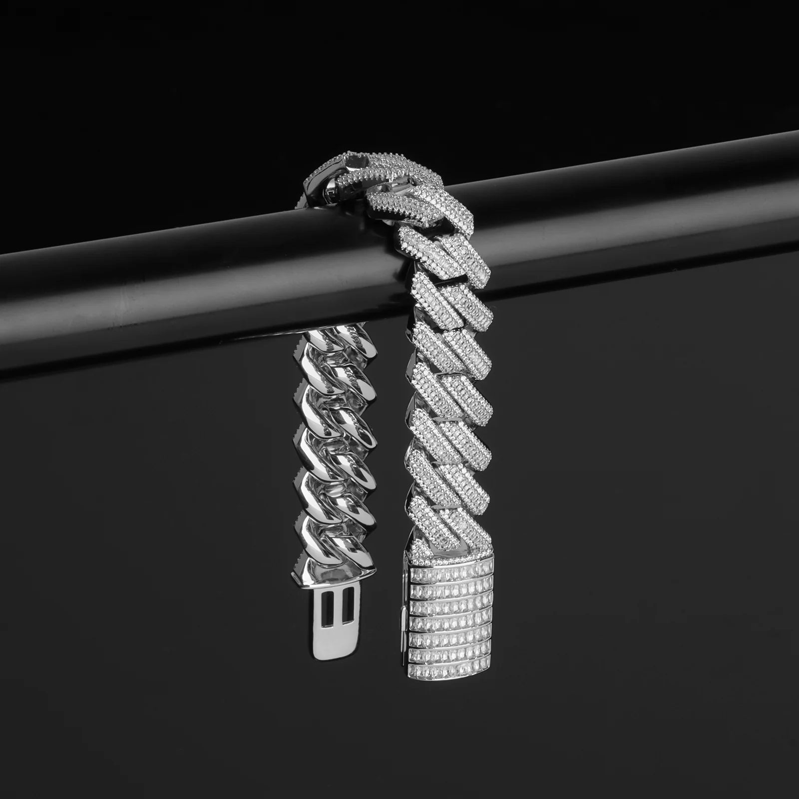 16mm Baguette Diamond Cuban Bracelet