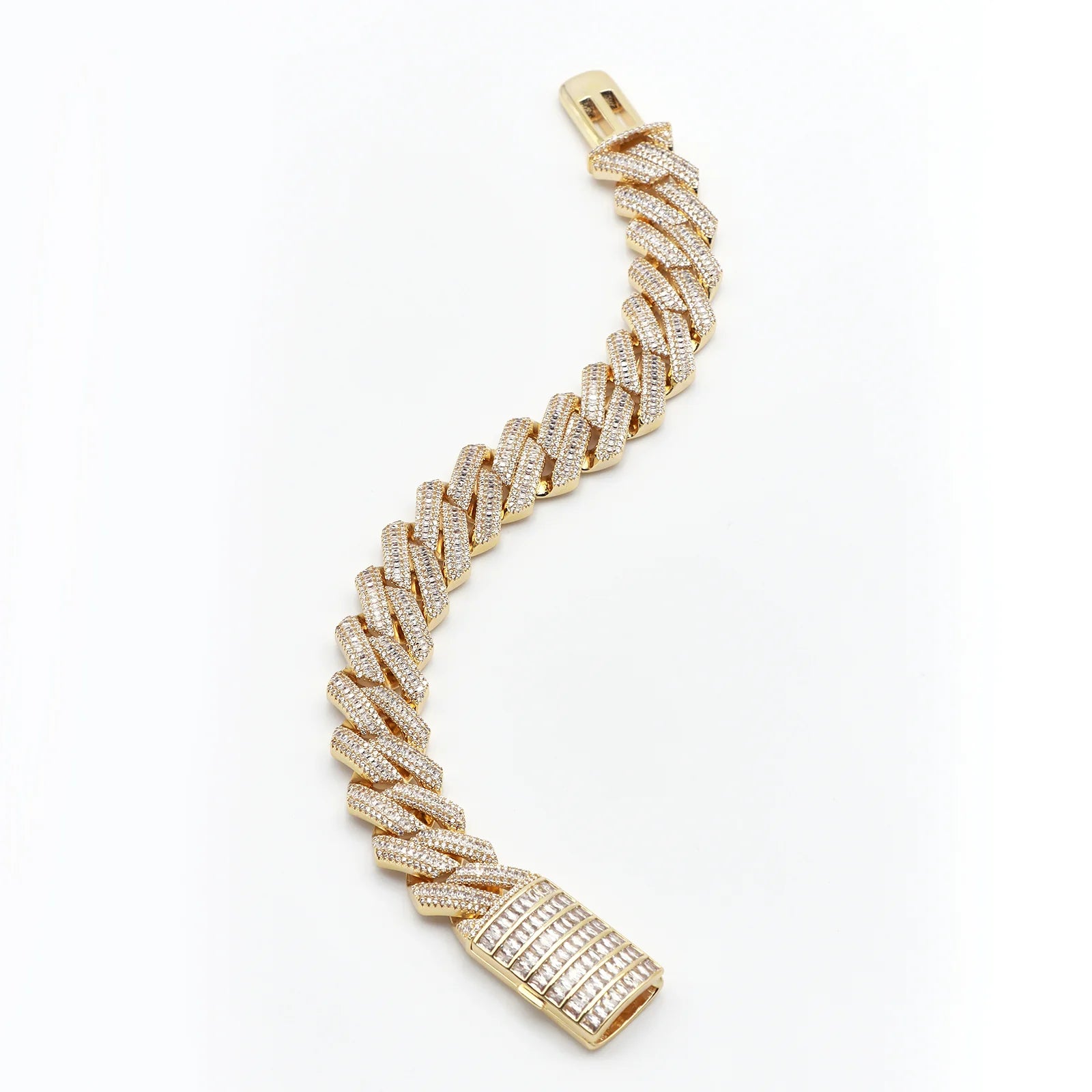 16mm Baguette Diamond Cuban Bracelet