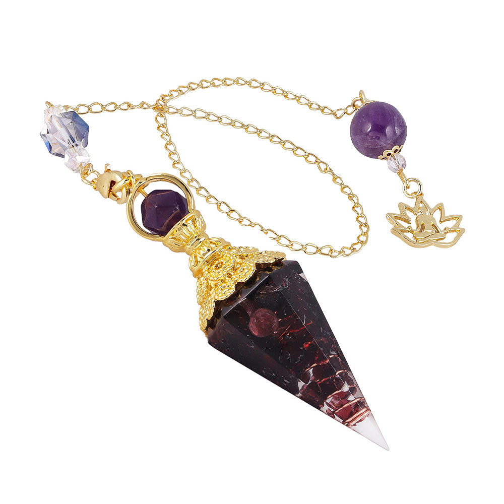 CICIORASTAR Golden Lotus | Natural Crushed Stone Spiral Amethyst Bead Chain Pendant