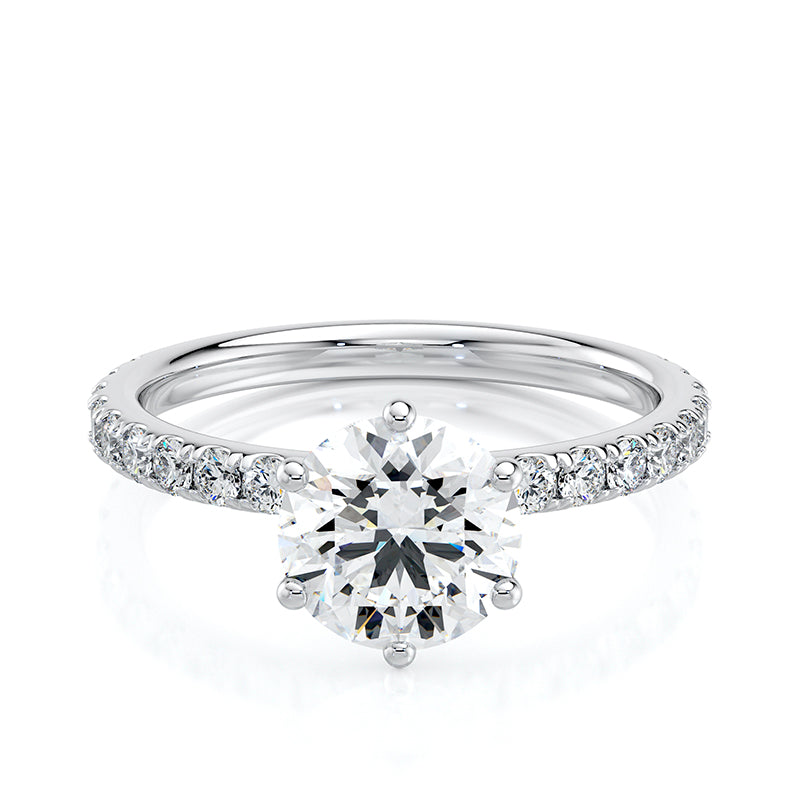 Classic 2mm 6 Prong Pave 1/2 CTW Platinum Ring