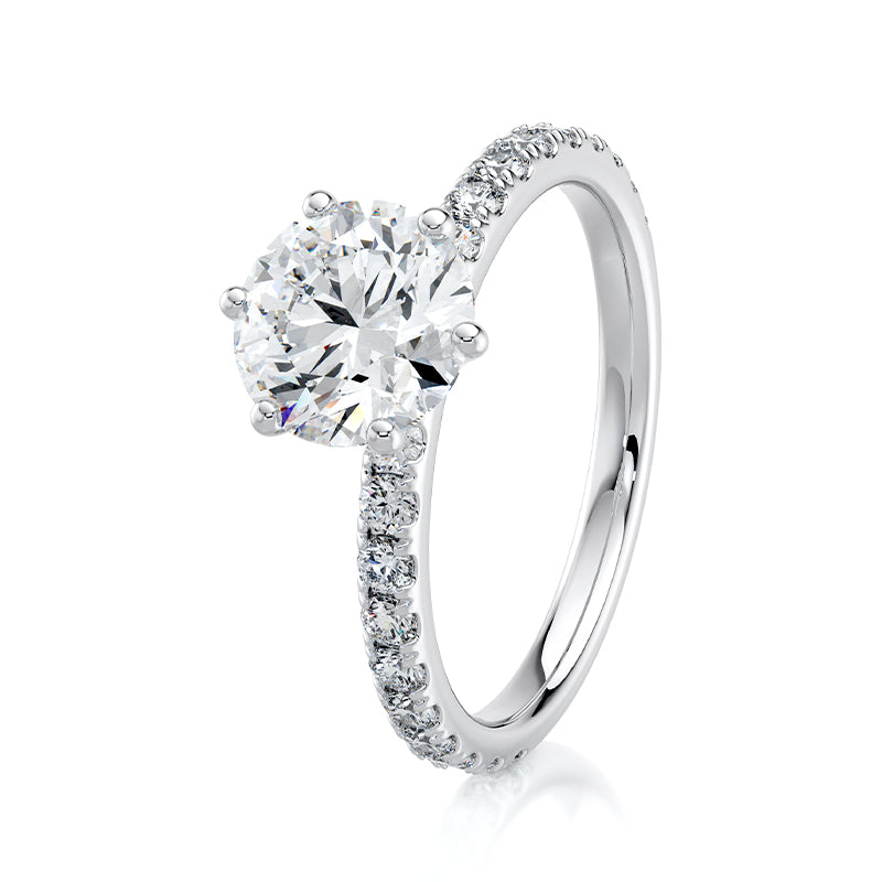 Classic 2mm 6 Prong Pave 1/2 CTW Platinum Ring