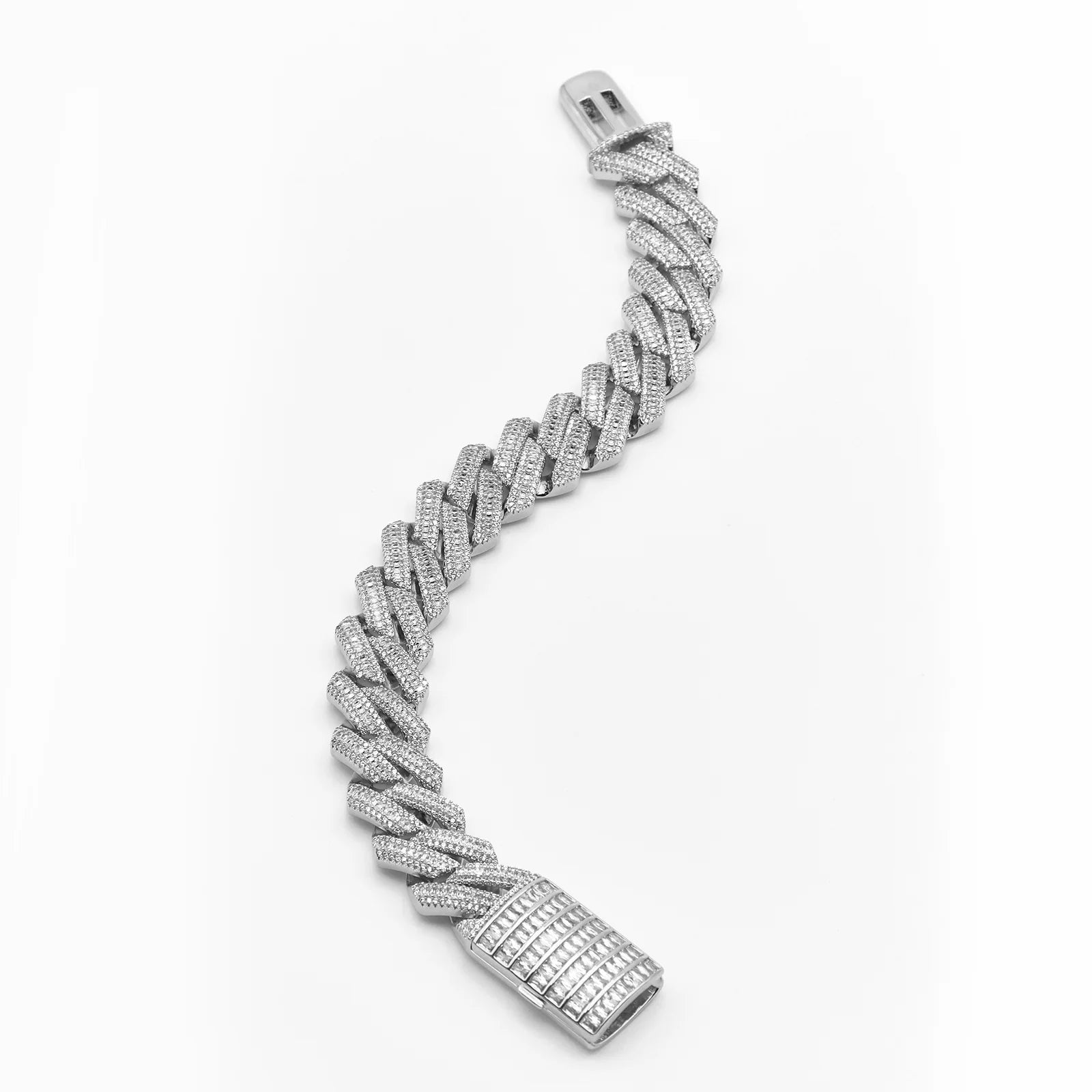 16mm Baguette Diamond Cuban Bracelet
