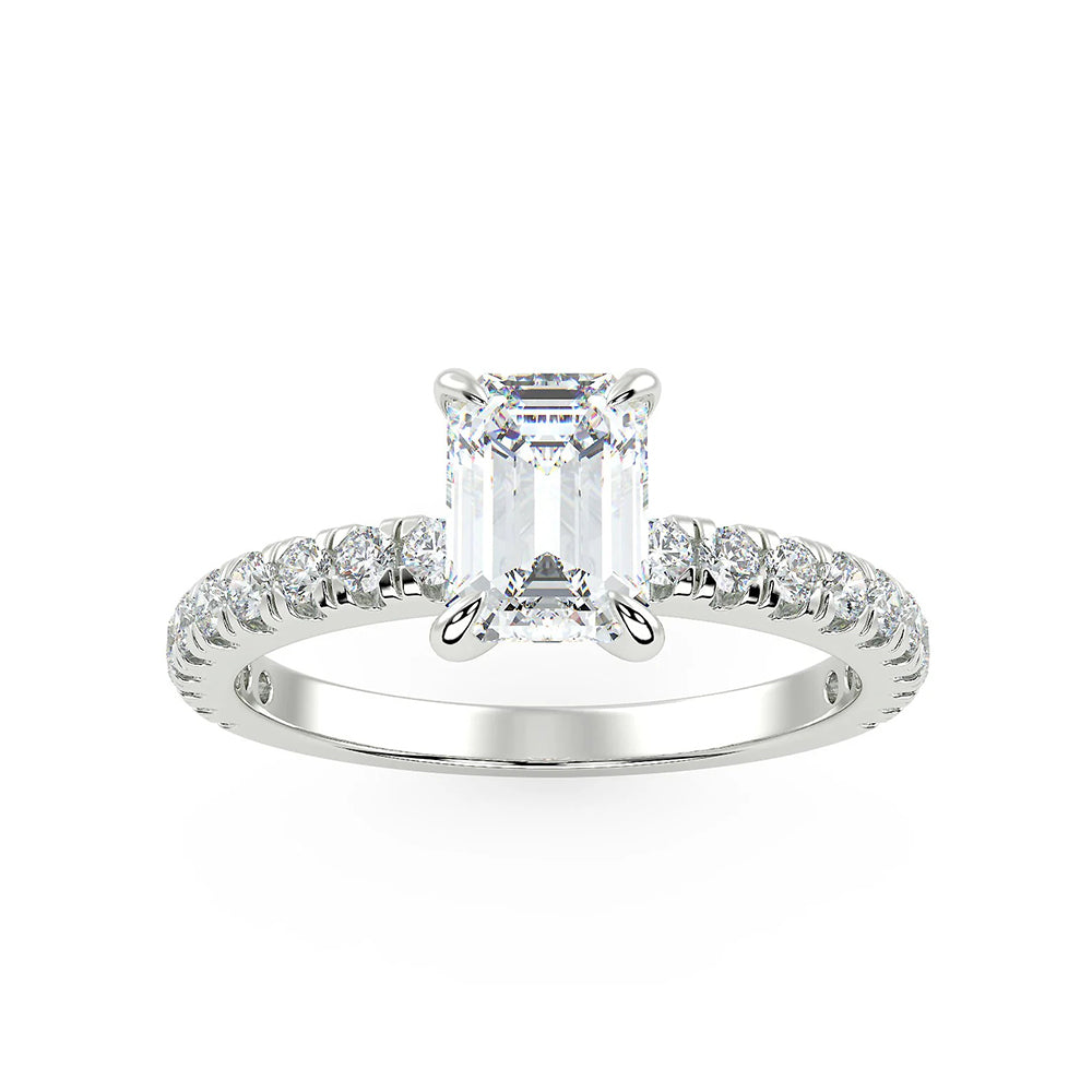 Ice Cube Emerald Cut Halo Lab Grown Diamond Ring