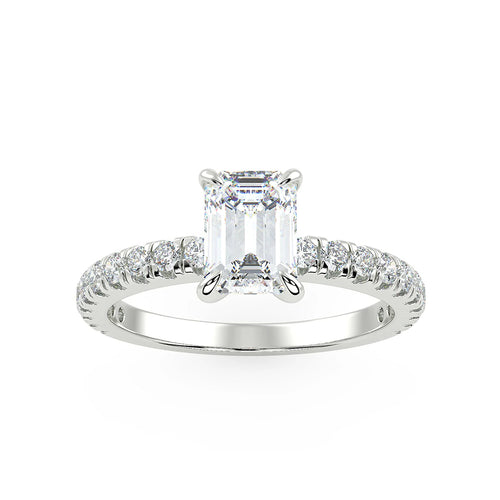 Ice Cube Emerald Cut Halo Lab Grown Diamond Ring