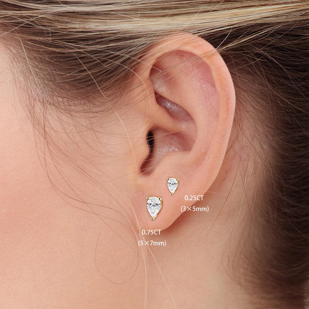 Water Drop Pear Cut Lab Grown Diamond Stud Earrings