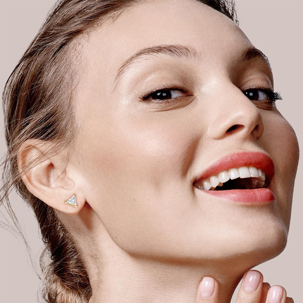 Trilliant Cut Lab Grown Diamond Stud Earrings