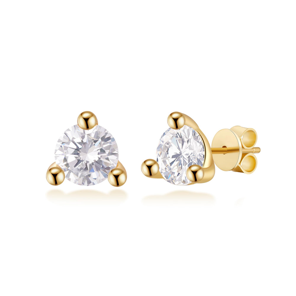 Mini Exquisite 3mm 3 Prong Round Lab Grown Diamond Stud Earrings