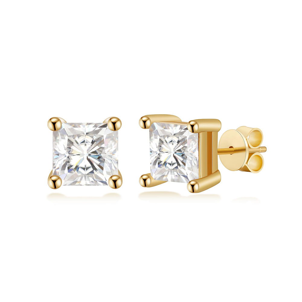 Square Princess Cut Lab Grown Diamond Stud Earrings