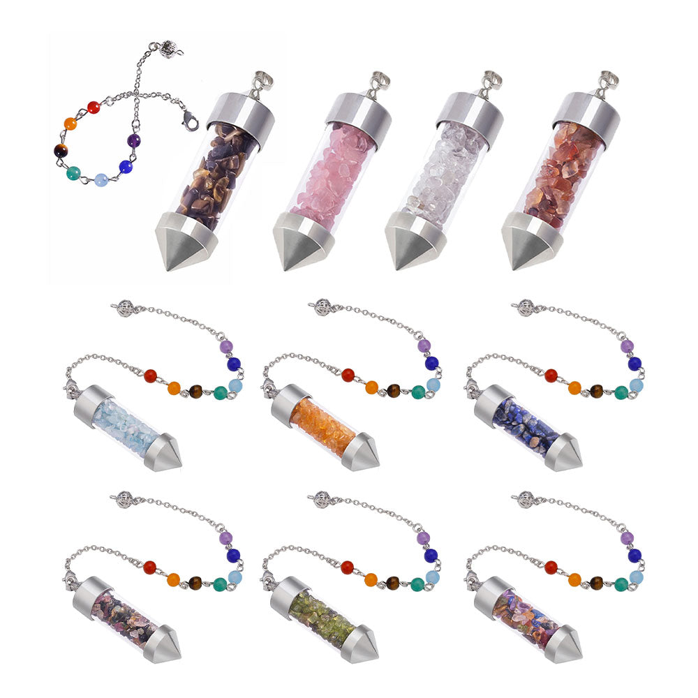 CICIORASTAR Glass bottle | Natural crystal gravel colorful bead chain pendant