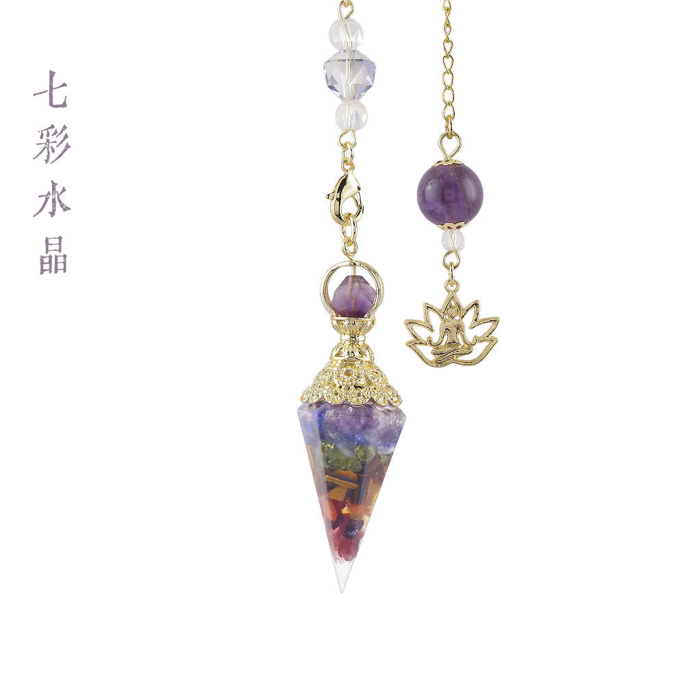 CICIORASTAR Golden Lotus | Natural Crushed Stone Spiral Amethyst Bead Chain Pendant