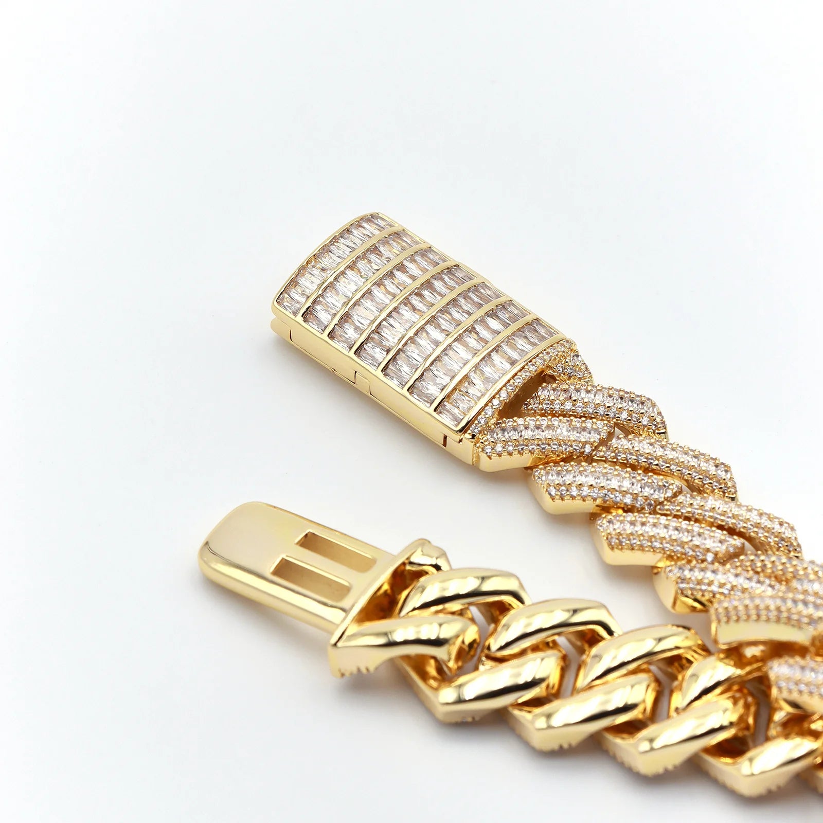 16mm Baguette Diamond Cuban Bracelet