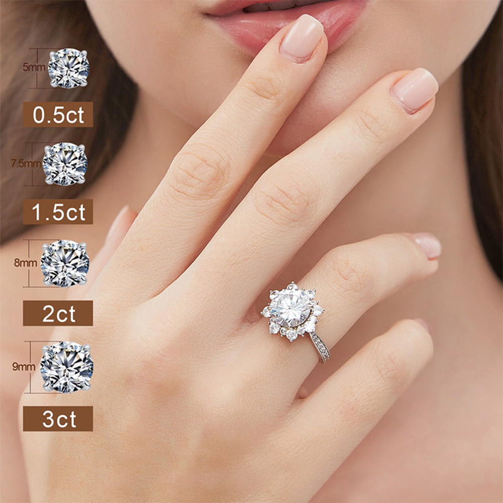 Large Ice Flower Gold Halo Lab Grown Diamond Engagement Ring
