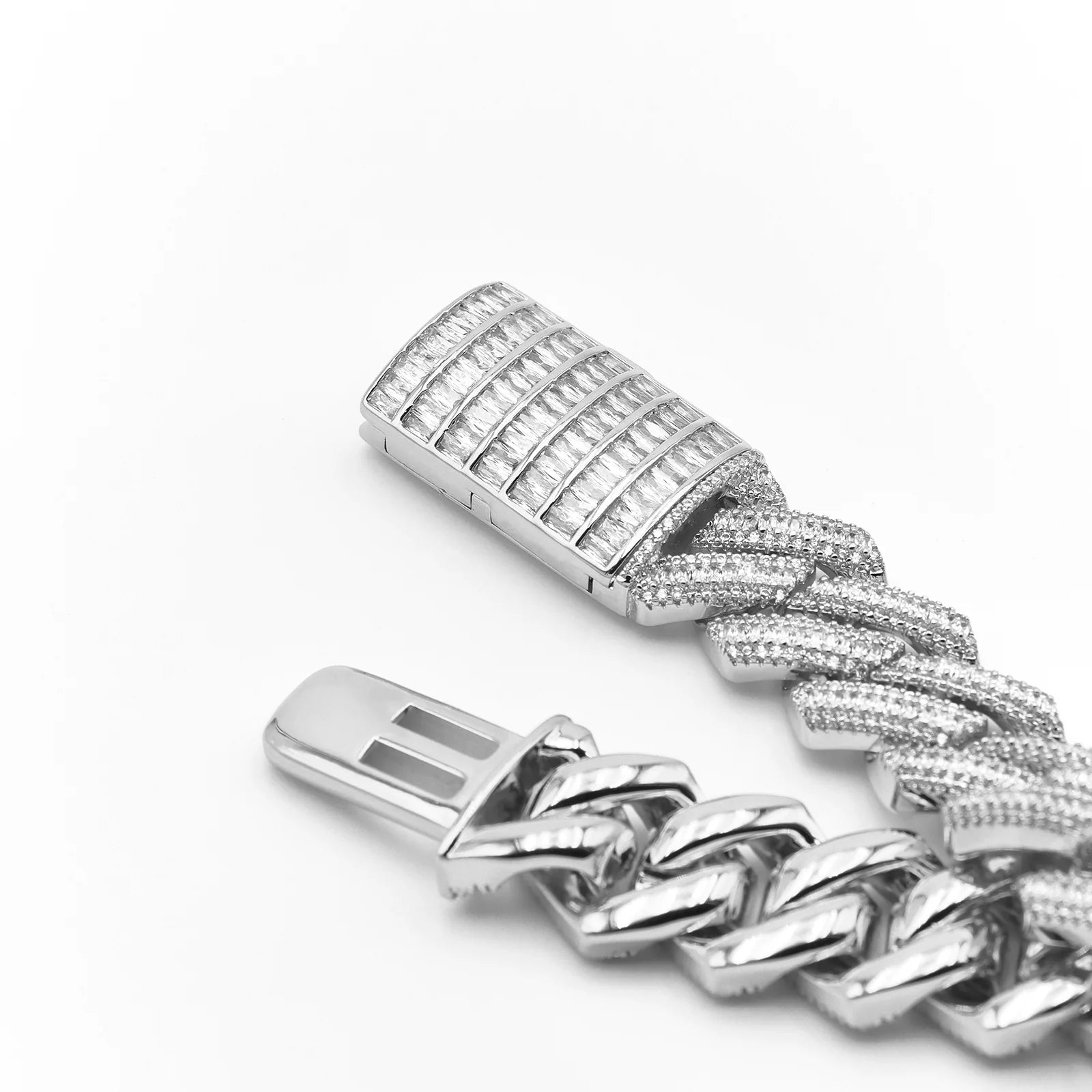 16mm Baguette Diamond Cuban Bracelet