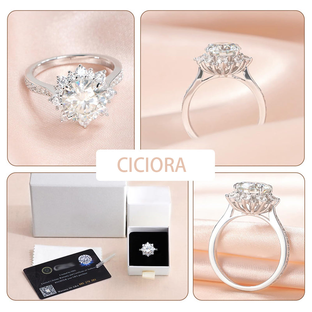 Large Ice Flower Halo Lab Grown Diamond Engagement Ring