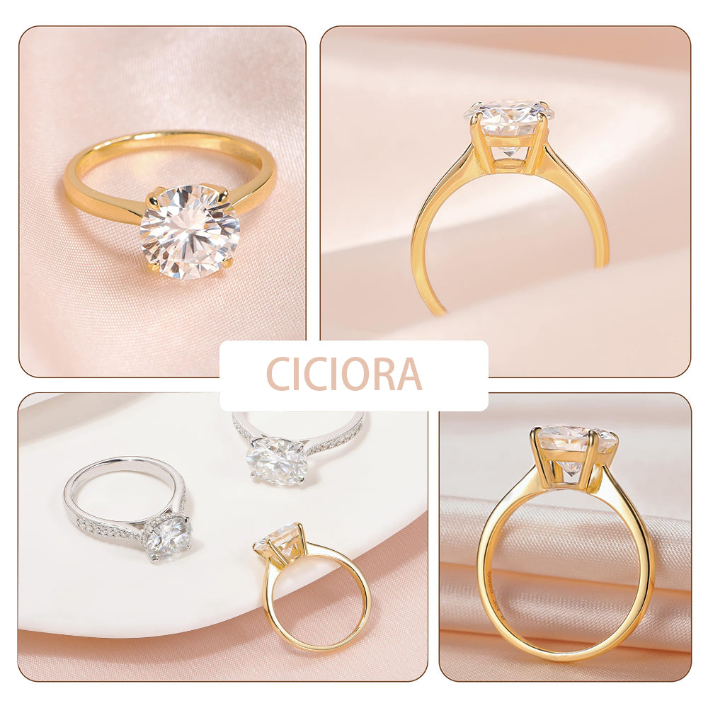 Gold Round Solitaire Lab Grown Diamond Engagement Ring