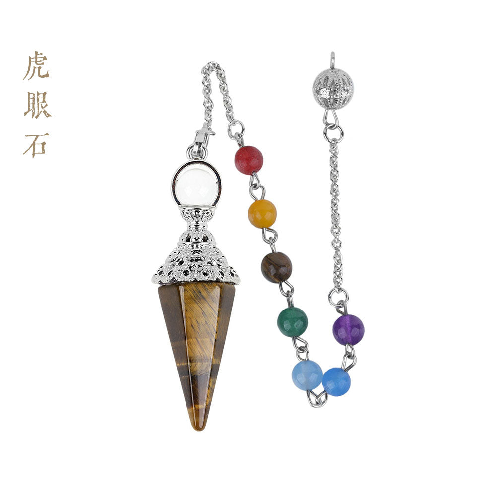 CICIORASTAR Silver Lotus | Scepter Pointed Cone White Crystal Colorful Bead Chain Pendant