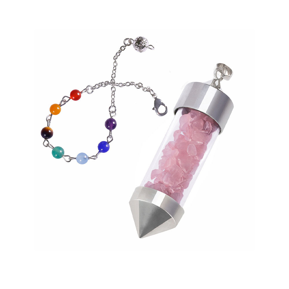 CICIORASTAR Glass bottle | Natural crystal gravel colorful bead chain pendant