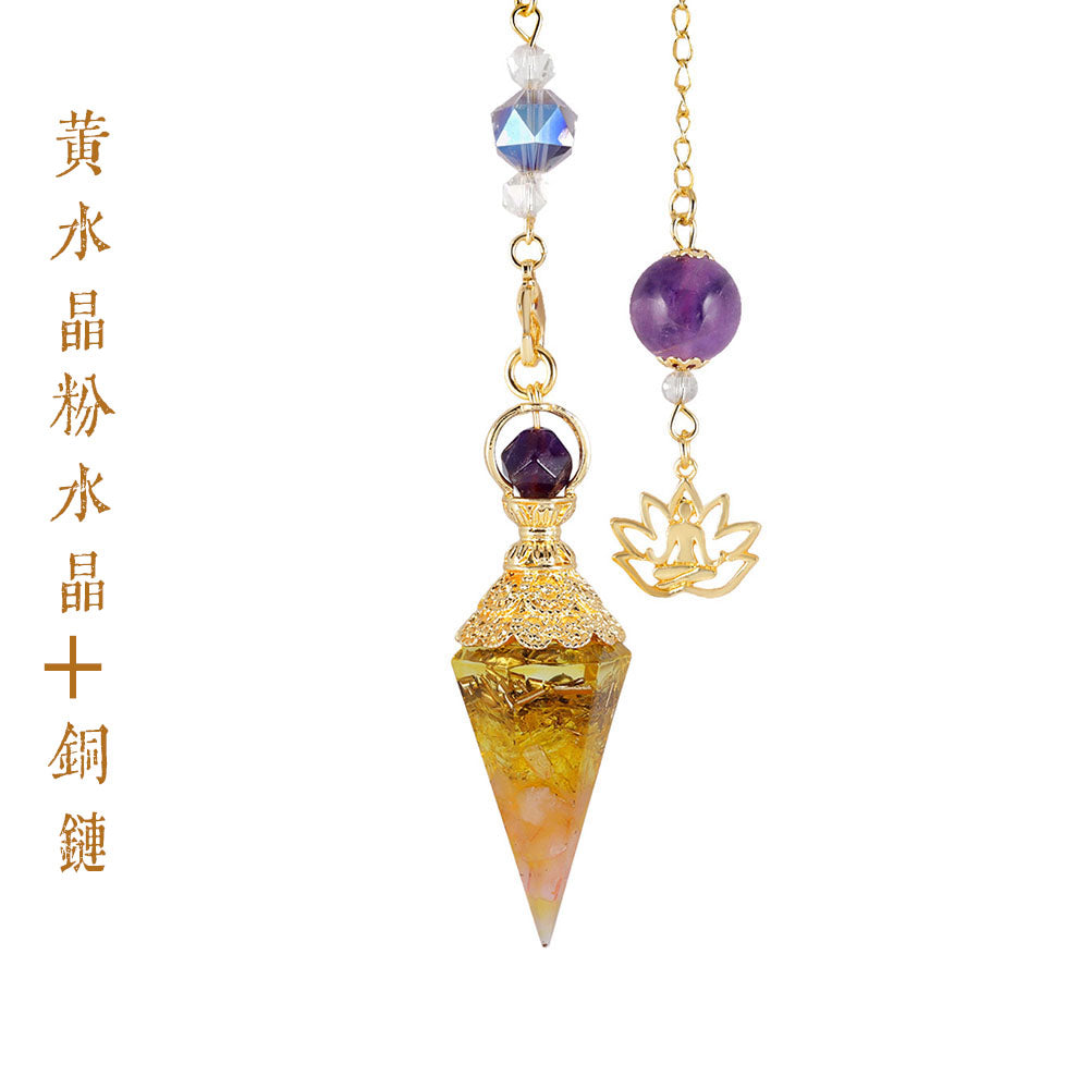 CICIORASTAR Golden Lotus | Natural Crushed Stone Spiral Amethyst Bead Chain Pendant