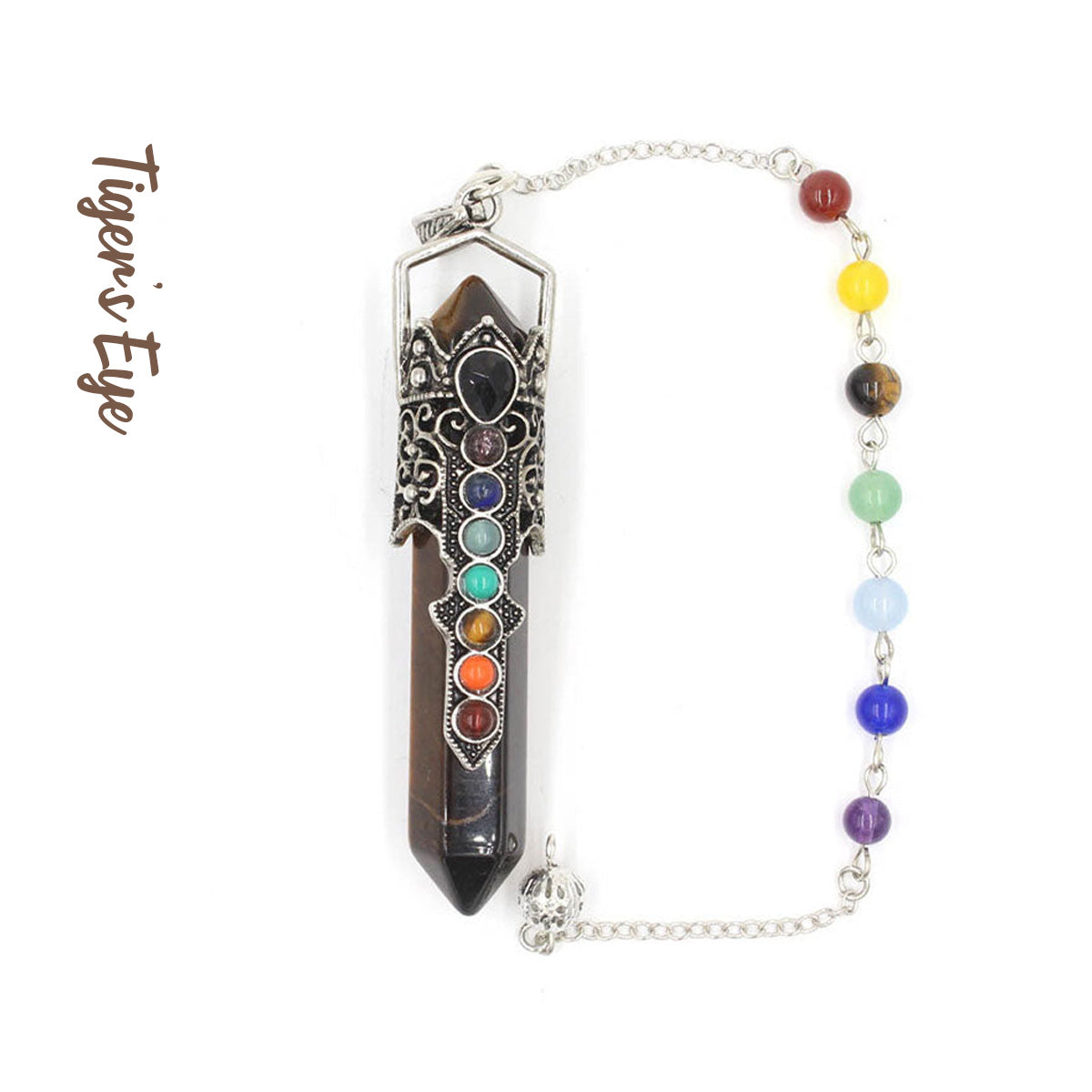 Chakra | Antique Silver Crown Crystal Pendulum