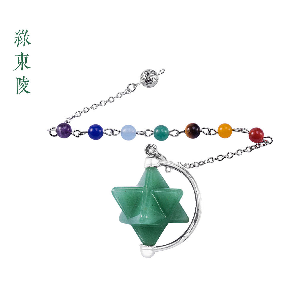 CICIORASTAR Hexagram | Natural Crystal Merkaba Seven Color Bead Chain Half Ring Spirit Pendant