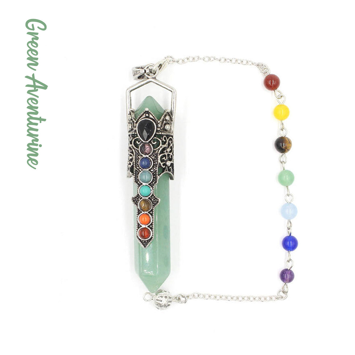 Chakra | Antique Silver Crown Crystal Pendulum