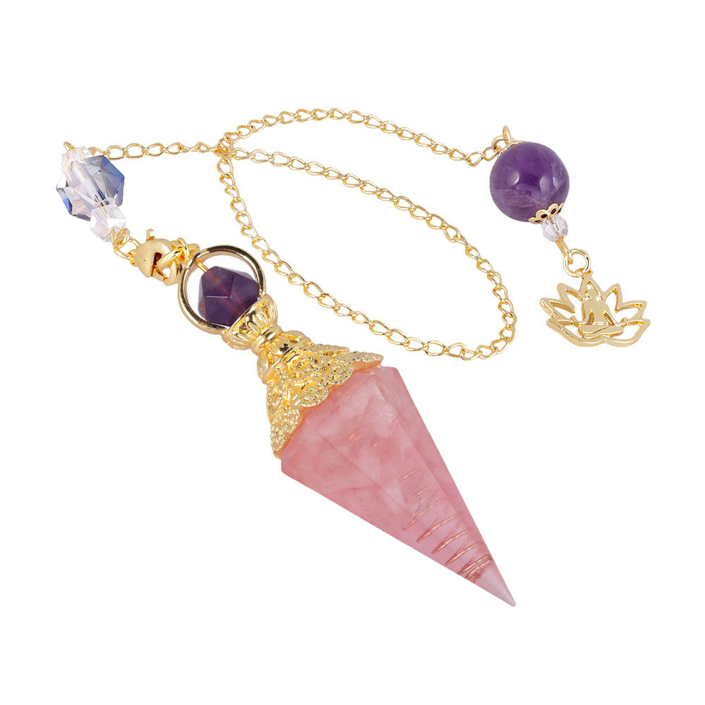 CICIORASTAR Golden Lotus | Natural Crushed Stone Spiral Amethyst Bead Chain Pendant