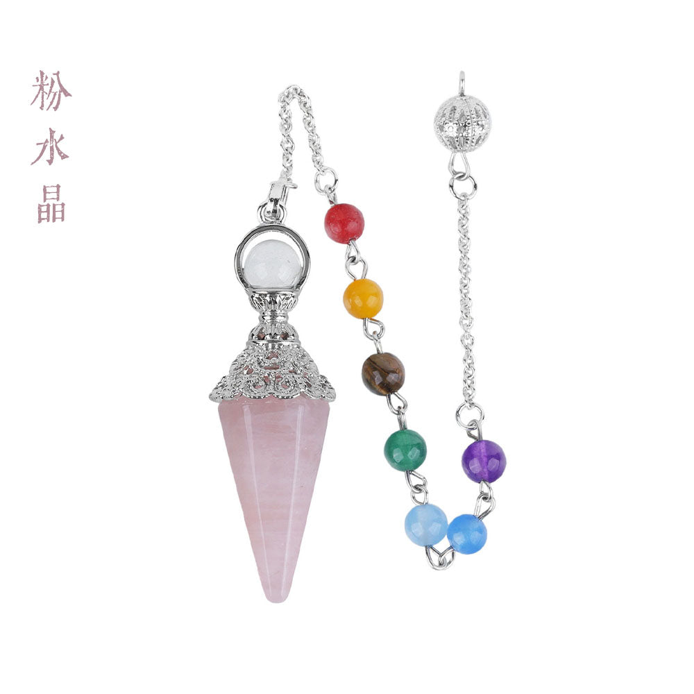 CICIORASTAR Silver Lotus | Scepter Pointed Cone White Crystal Colorful Bead Chain Pendant