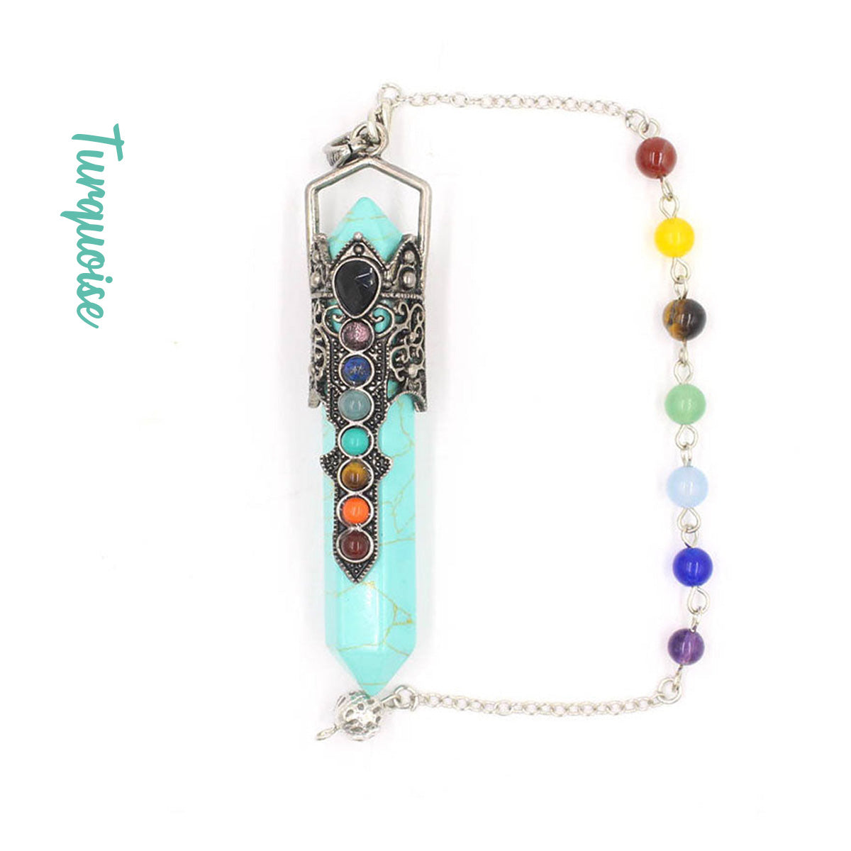 Chakra | Antique Silver Crown Crystal Pendulum