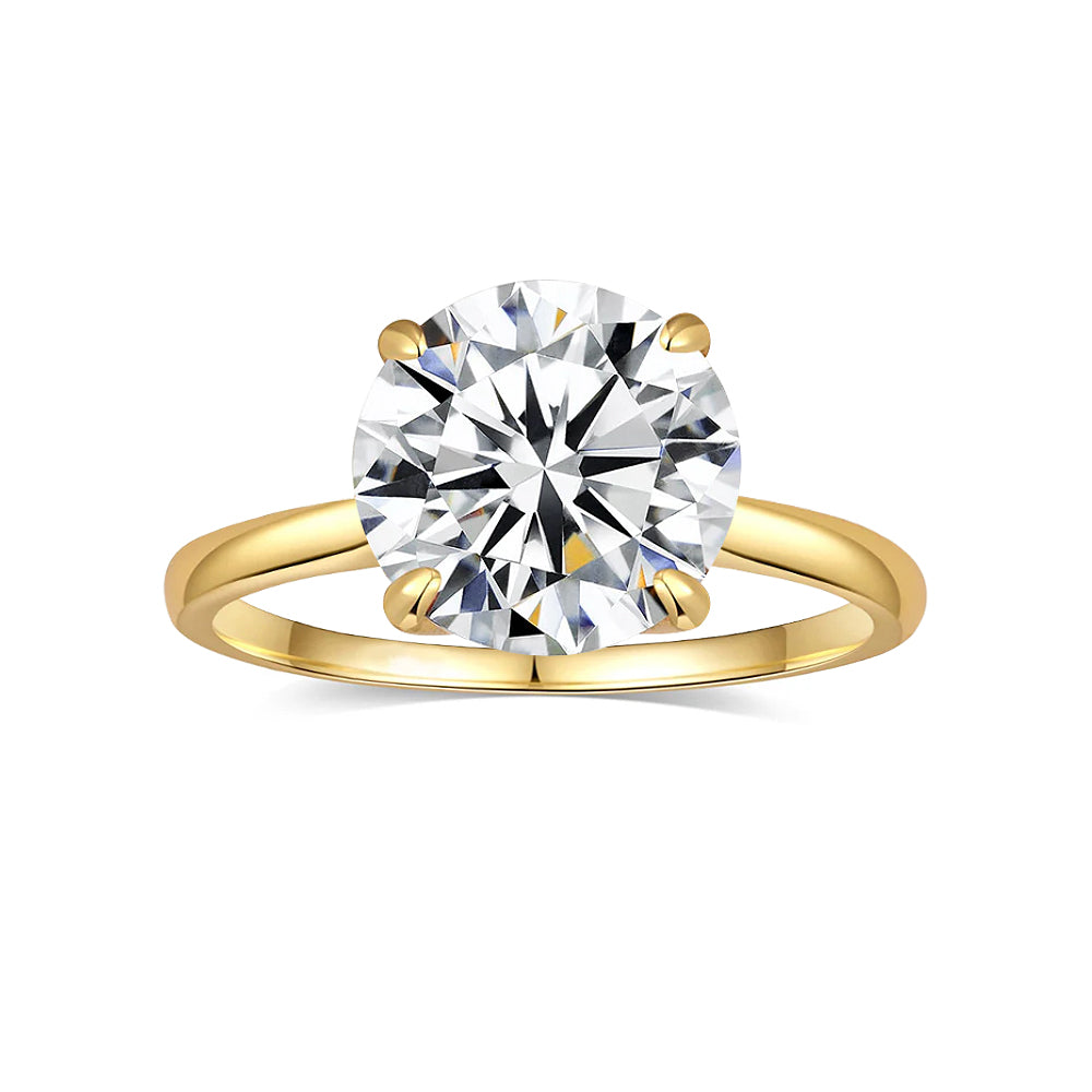 Large Brilliant Gold 4CT 5CT Round Solitaire Lab Grown Diamond Engagement Ring