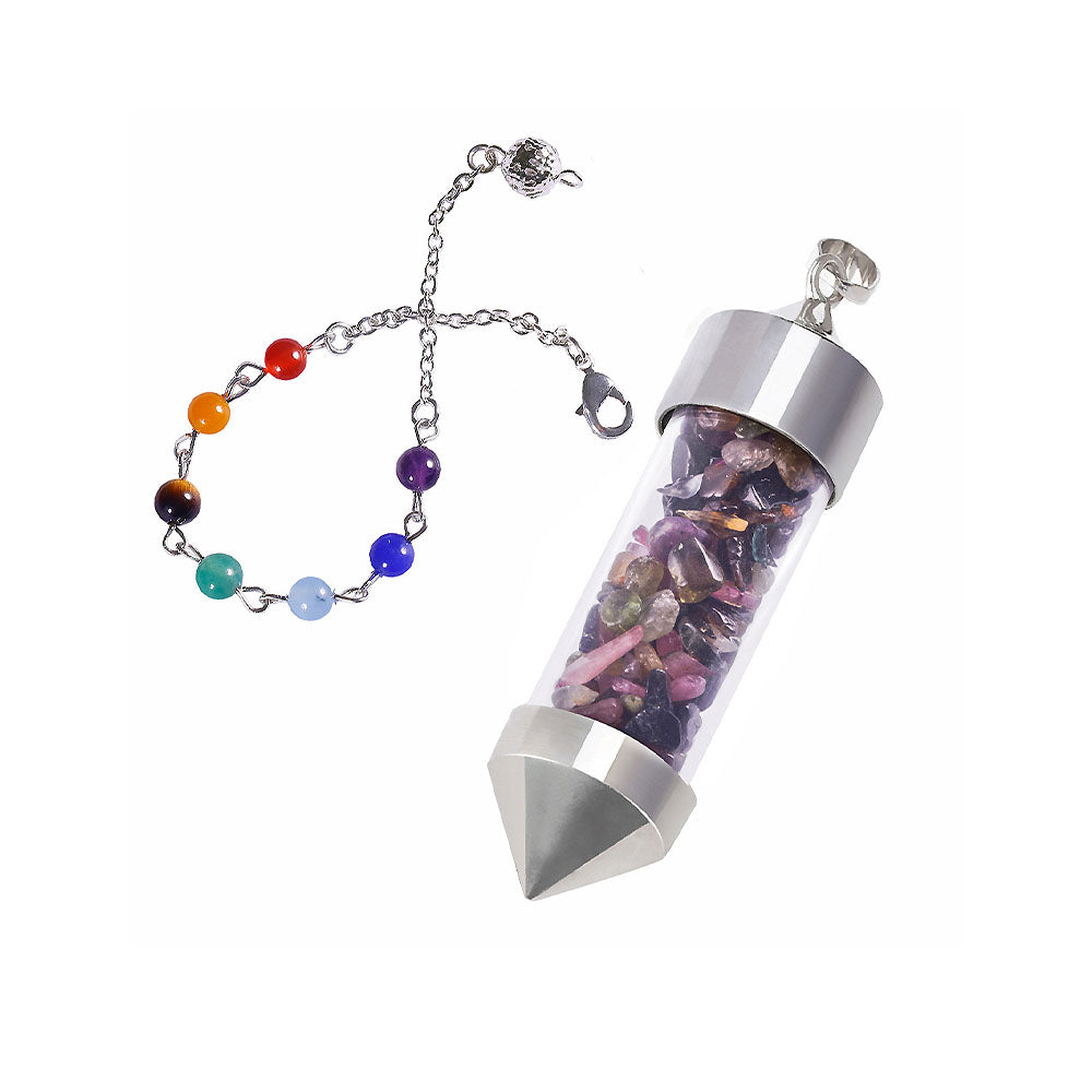 CICIORASTAR Glass bottle | Natural crystal gravel colorful bead chain pendant