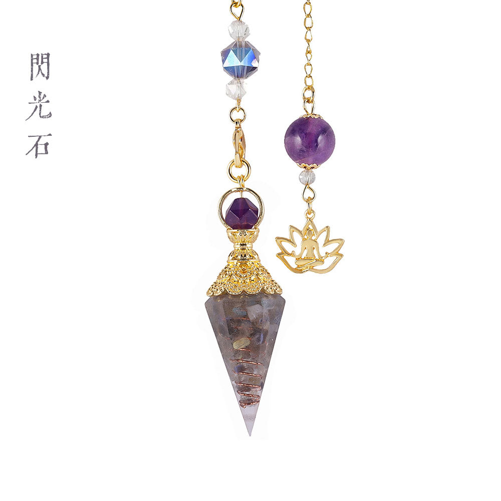 CICIORASTAR Golden Lotus | Natural Crushed Stone Spiral Amethyst Bead Chain Pendant